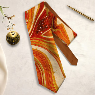 Cravate Abstrait Agate Hot Orange ID827
