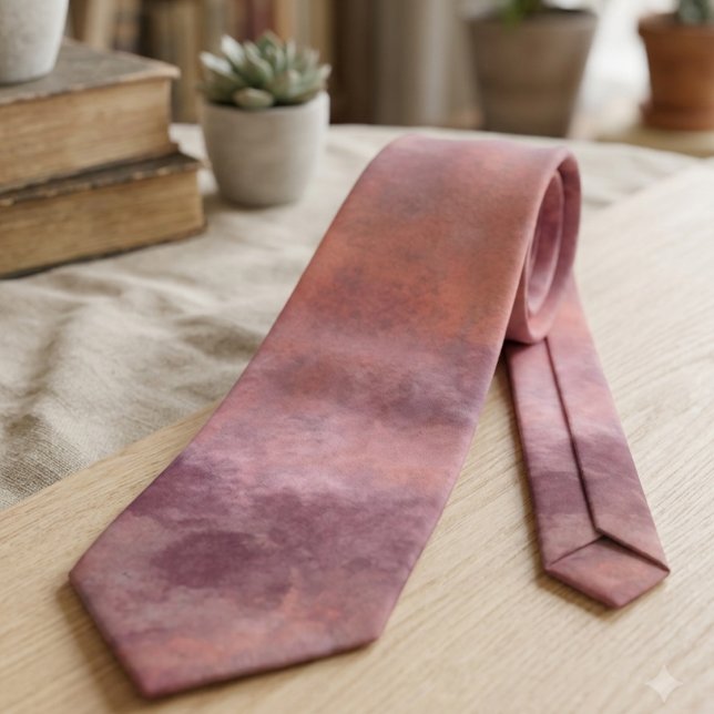 Cravate Abstrait Art Éthéré Mauve et Dégradé de Coucher de (A soft mauve and sunset gradient abstract design. Perfect for the stylish, art-loving professional.)