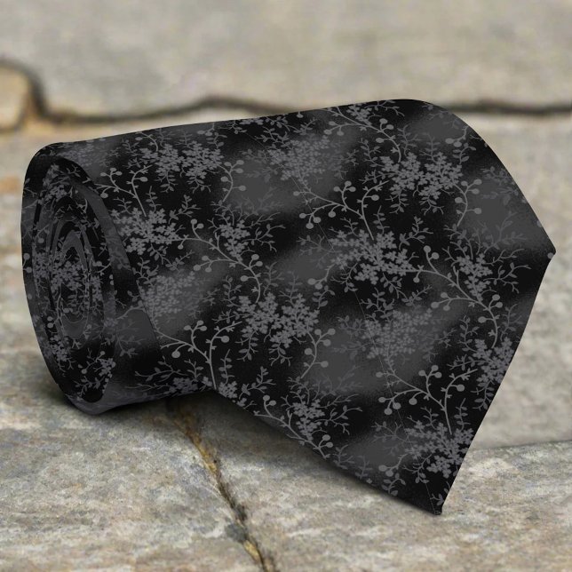 Cravate Abstrait Feuilles noirs blancs Répéter le Motif de (Créateur téléchargé)