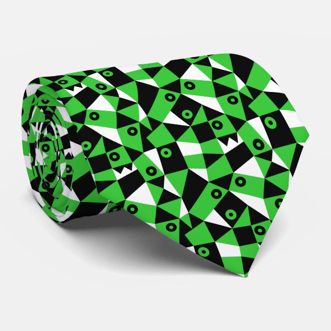 Cravate Abstrait géométrique 030919 - Vert printemps (Roulé)