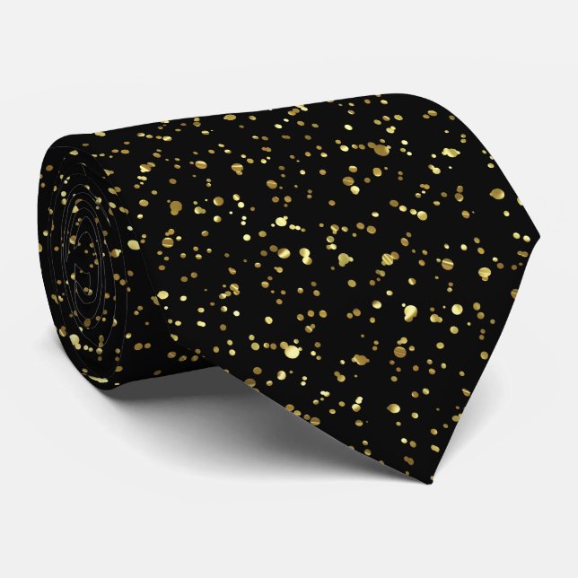 Cravate Abstrait Gold Splatter Motif sans couture sur noir (Roulé)