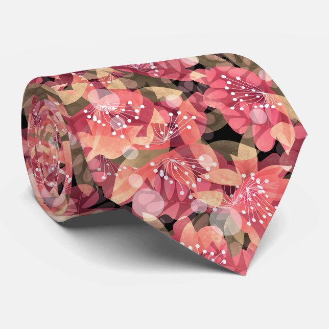 Cravate Abstrait joli joli rose fleurs design floral (Roulé)