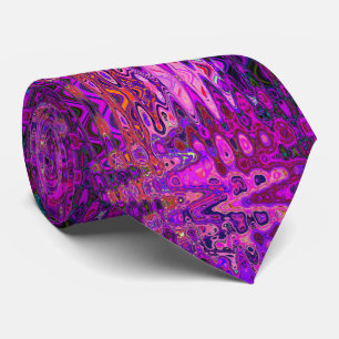 Cravate Abstrait Mosaic rose et violet Wavy Retro