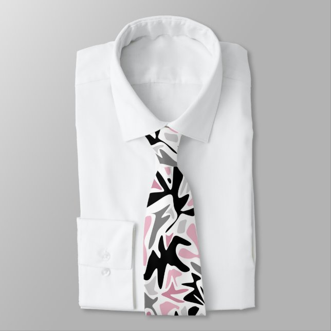 Cravate Abstrait, Noir et Rose, Jeune, Throw Pill moderne (Attaché)