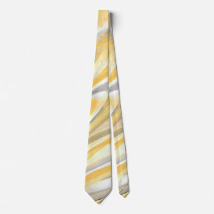 cravate Abstrait "Pétales Jaunes et Gris"