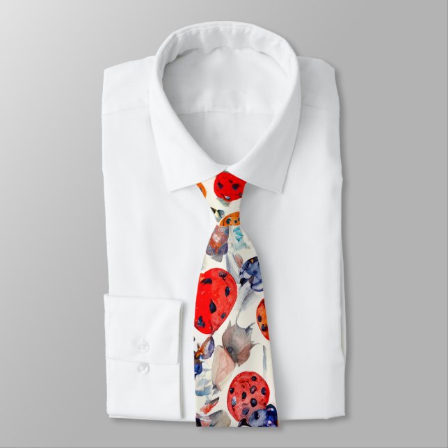 Cravate Abstrait Rouge Ladybugs Vibrant Motif peint (Attaché)