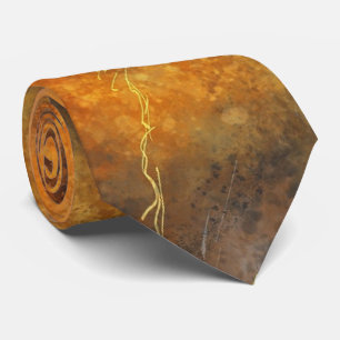 Cravate Abstrait rouille orange et gris cou