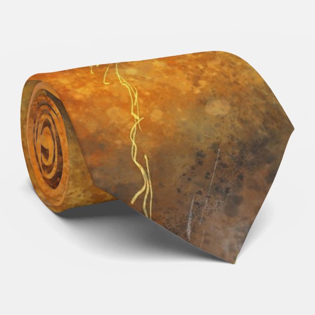 Cravate Abstrait rouille orange et gris cou (Roulé)