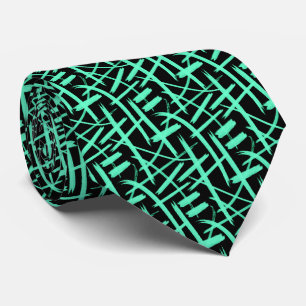 Cravate Abstrait Strokes 020524 - Turquoise et Noir