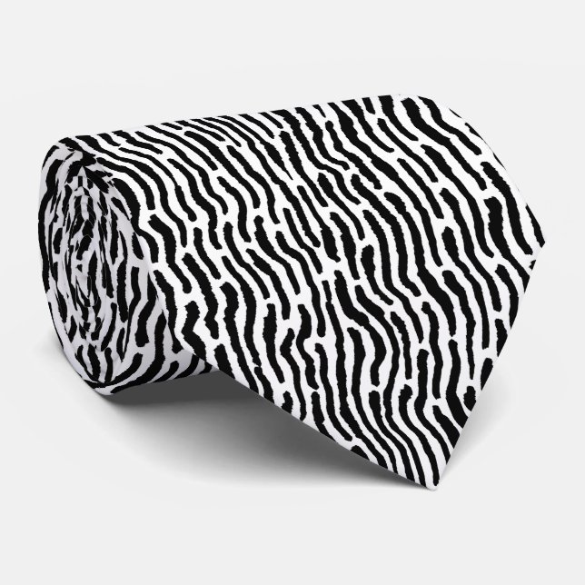 Cravate Abstraits rayures de style Shibori - Noir sur Blan (Roulé)