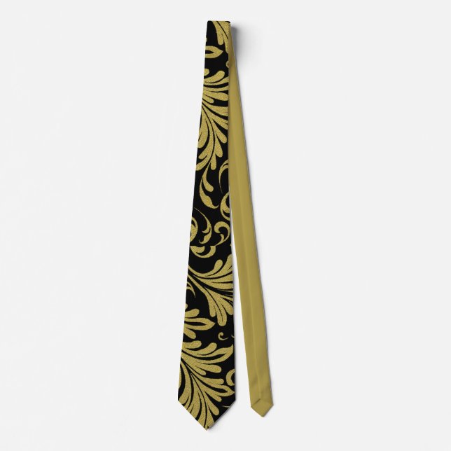 Cravate Acanthus Feuille Gold et Black (Devant)