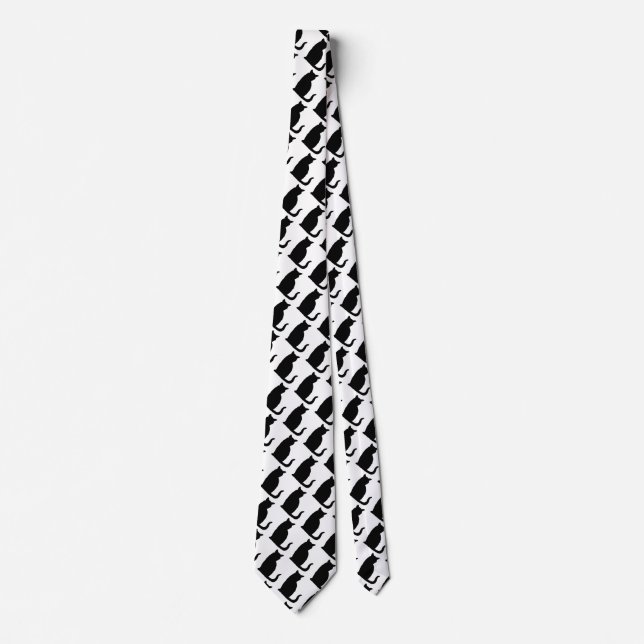 Cravate Accessoire de chemise en Chat Noir Blanc (Devant)