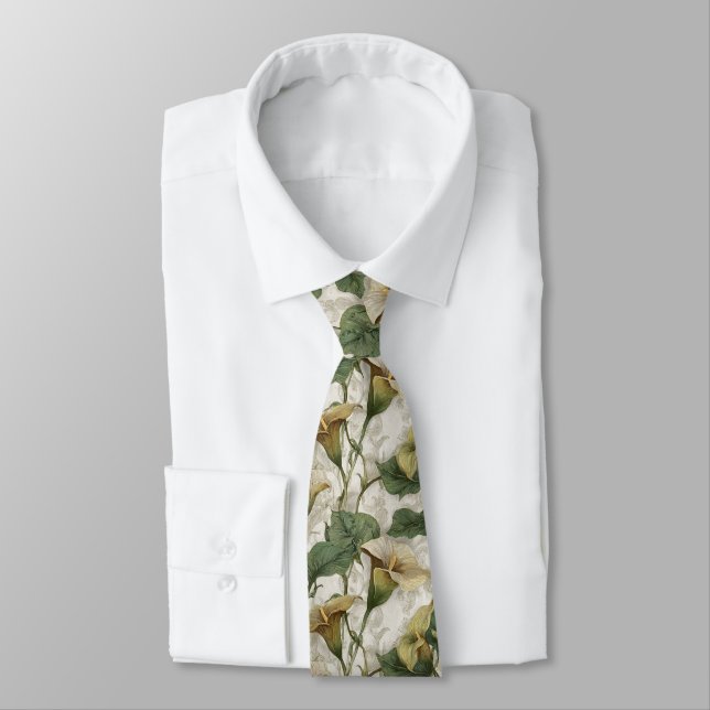 Cravate Accessoires artistiques pour hommes Fleur de calla (Attaché)