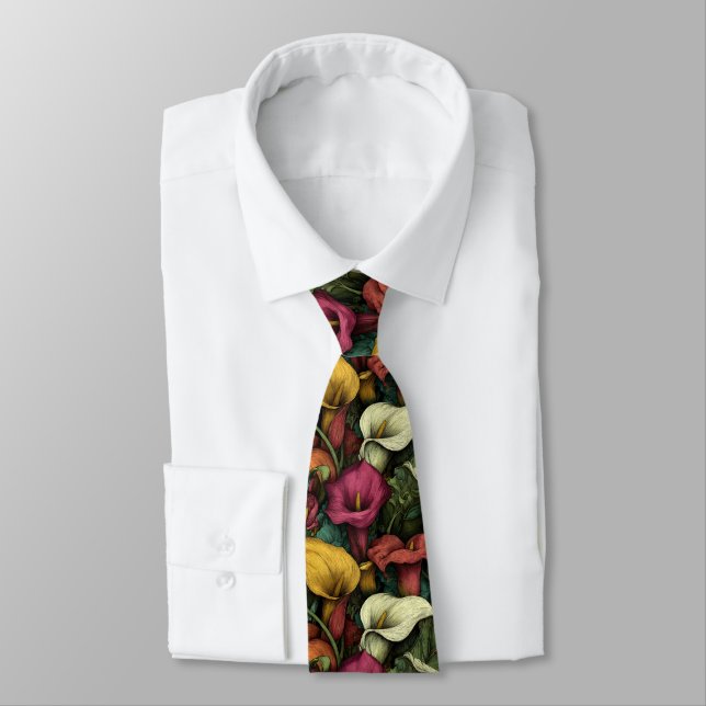 Cravate Accessoires élégants pour hommes Fleur de callas (Attaché)