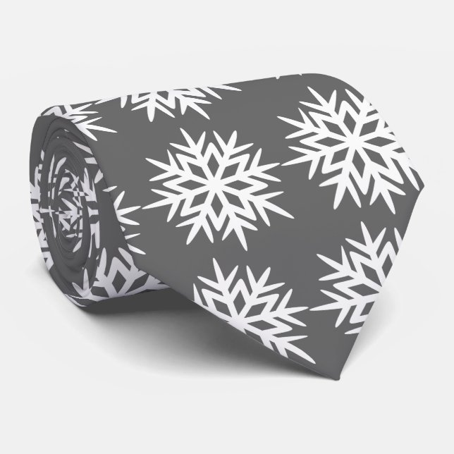 Cravate Ad Man Snowflake Foulard Charcoal Grey Deux côtés (Roulé)