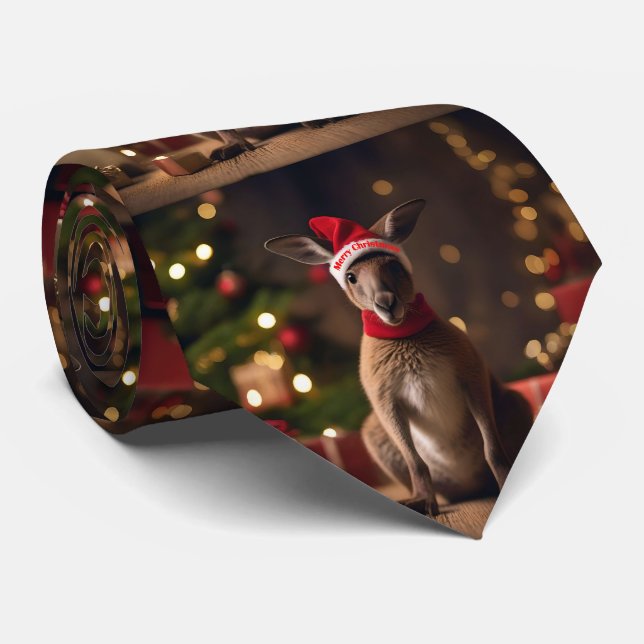 Cravate adorable Noël Père Noël Kangaroo, (Roulé)