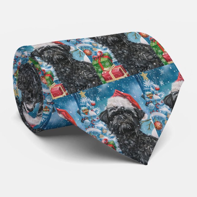 Cravate Affenpinscher Winter Wonderland Christmas Joie (Roulé)