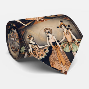 Cravate Affiche vintage Halloween Art déco Flapper Année