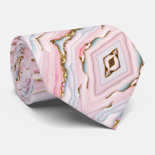 Cravate Agate Marble tendance Blue Pink Gold Collection