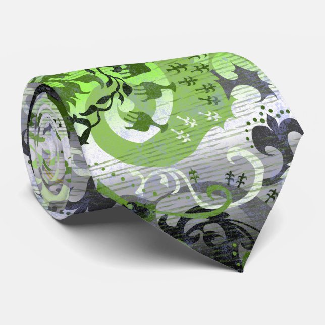 Cravate Agender dragon damask - Agender orner couleurs (Roulé)