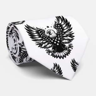 Cravate Aigle chauve du drapeau américain noir et blanc pa