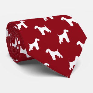 Cravate Airedale Terrier Chien Silhouettes Motif Rouge