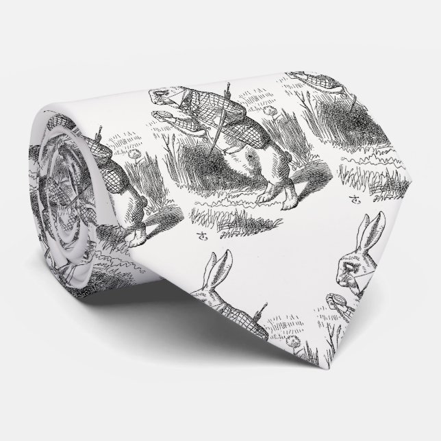 Cravate Alice au pays des merveilles, le lapin blanc regar (Roulé)