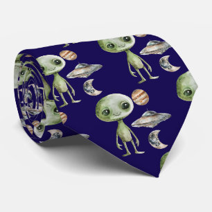 Cravate Alien et vaisseau spatial