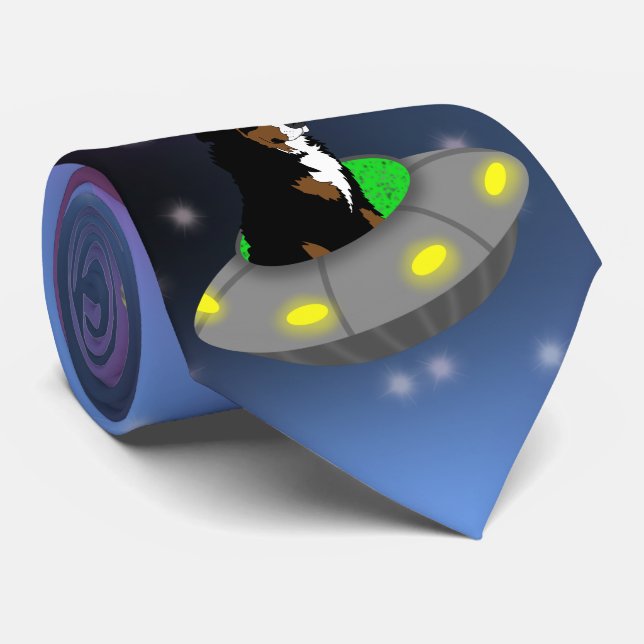 Cravate Alien OVNI Bernese Mountain Dog (Roulé)