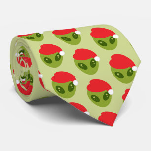 Cravate Alien vert mignon en Motif de Santa Hat
