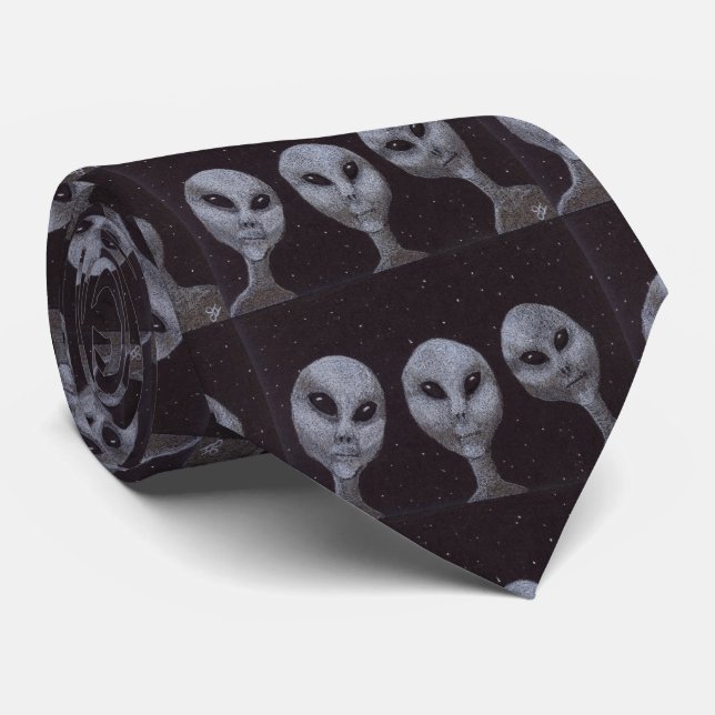 Cravate Aliens gris (Roulé)