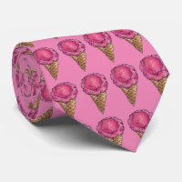 Cravate alimentaire Fraise Pink Ice Cream Waffe Co