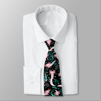 Cravate Alotta Pink Axolotls on Black Neck Tie
