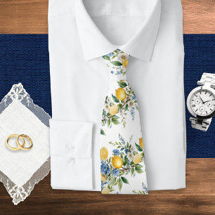 Cravate Amalfi Lemon Blue Floral Mariage d'Été Garçon d'Ho