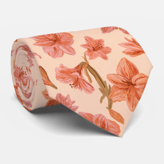 Cravate Amaryllis Floral Bride Père Mariage Tropical