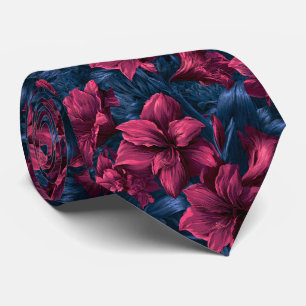 Cravate Amaryllis Floral Husband Mariage Tropical 