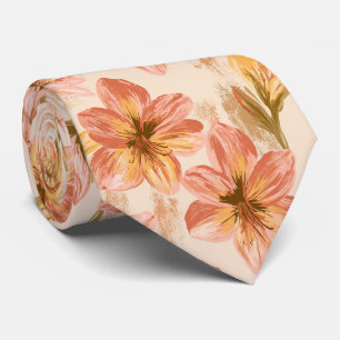 Cravate Amaryllis imprimé témoin de mariage boho 