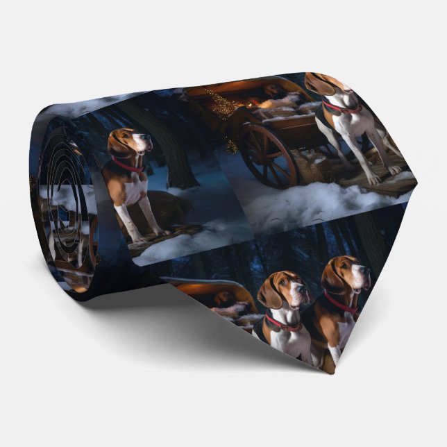 Cravate American English Foxhound Snowy Sleigh Noël (Roulé)