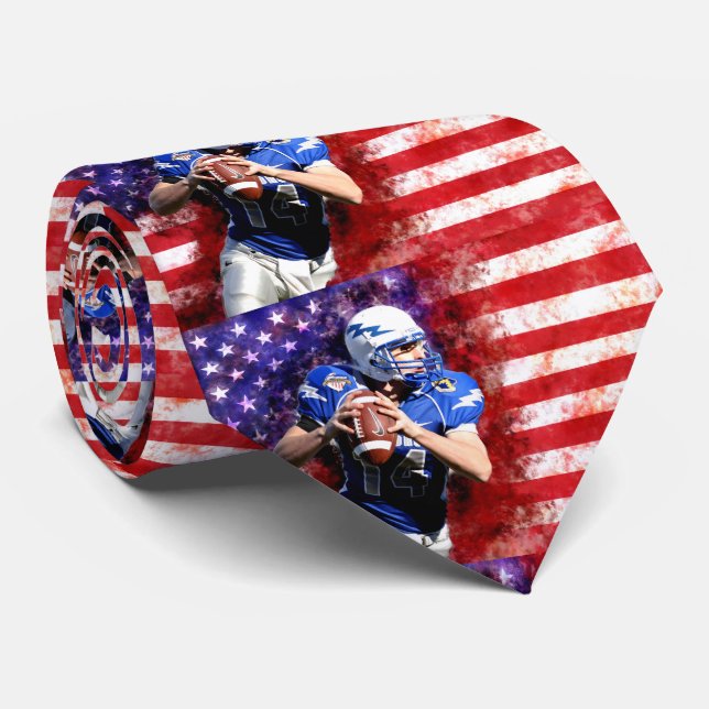 Cravate American Flag Football Patriotic Neck Tie (Roulé)