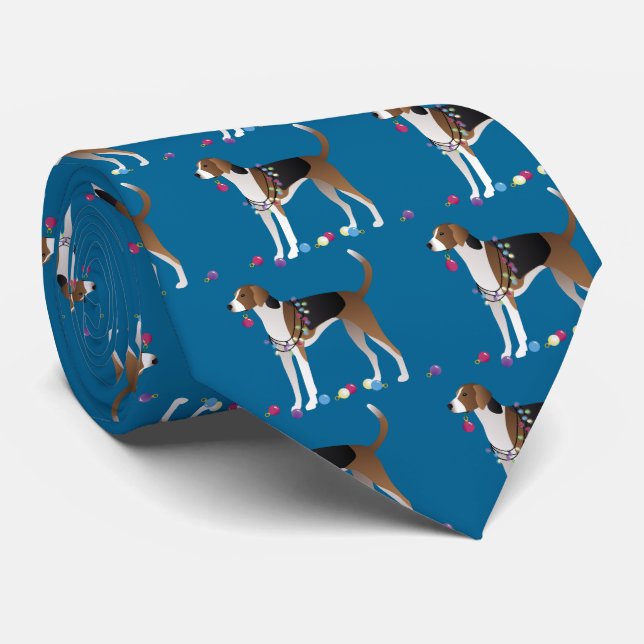 Cravate American Foxhound Christmas Design (Roulé)