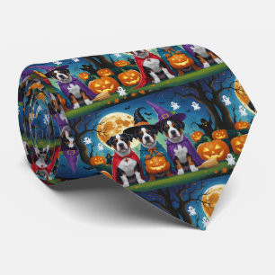 Cravate American Staffordshire Chien Citrouille Halloween 