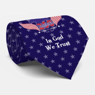 Cravate Amérique 250e-Esprit de liberté-Bleu-Blanc Étoiles
