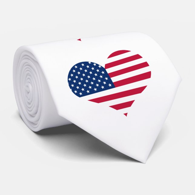 Cravate Amérique drapeau américain coeur États-Unis (Roulé)