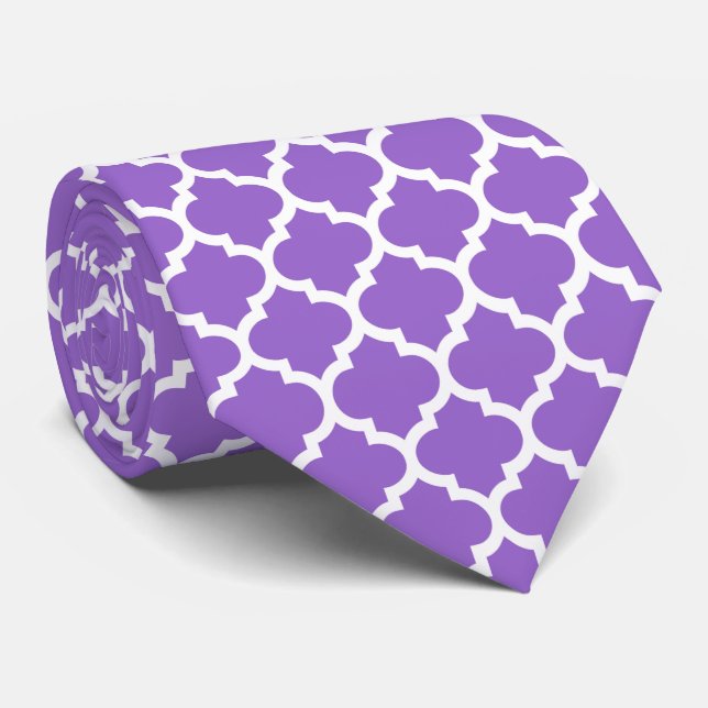 Cravate Améthyste violet What Marocain Quatrefoil Motif #5 (Roulé)