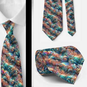 Cravate Amoureux de la plage   Motif de corail océanique h