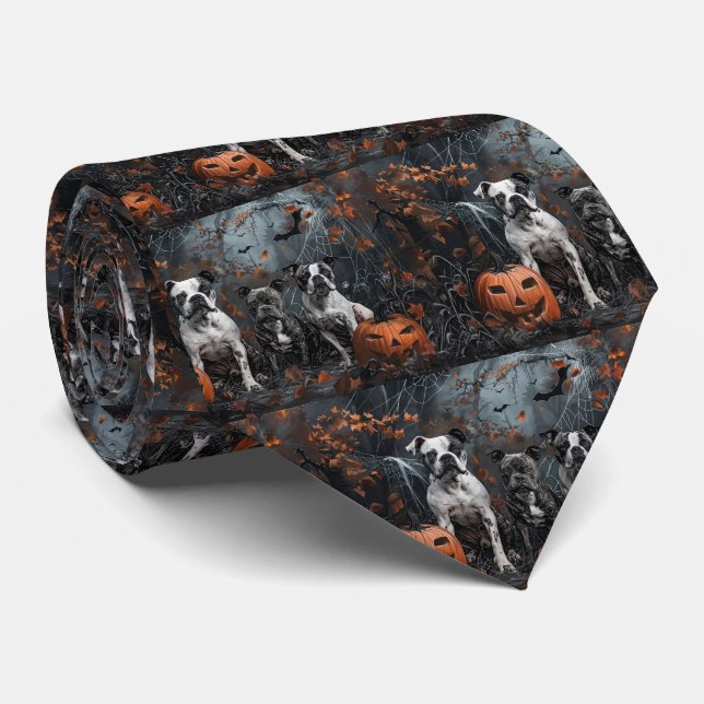 Cravate Amstaff Halloween Nuit Canine (Roulé)