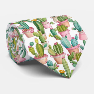 Cravate Amusant Moderne Aquarelle Cactus Motif