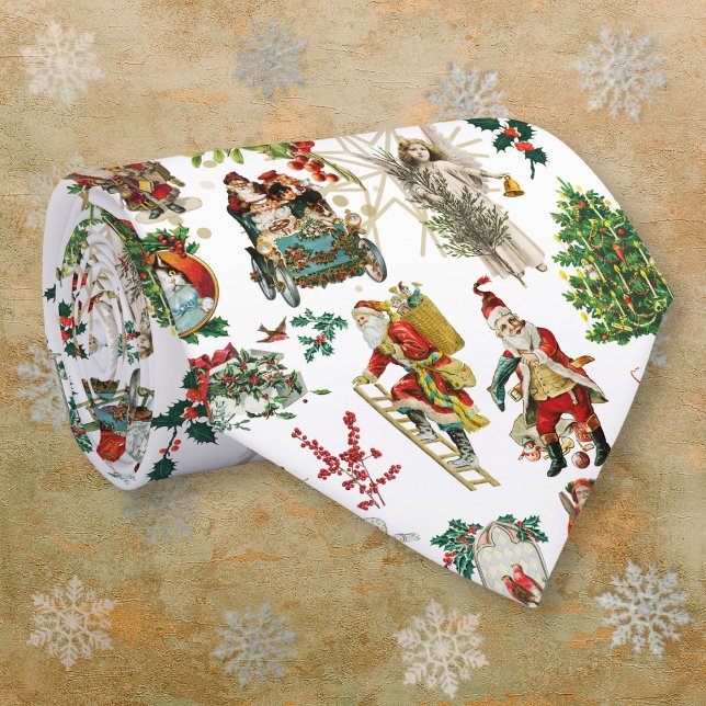 Cravate Amusant Noël Rétro Vintage Fête (Festive Vintage Retro Christmas Fun Neck Tie)