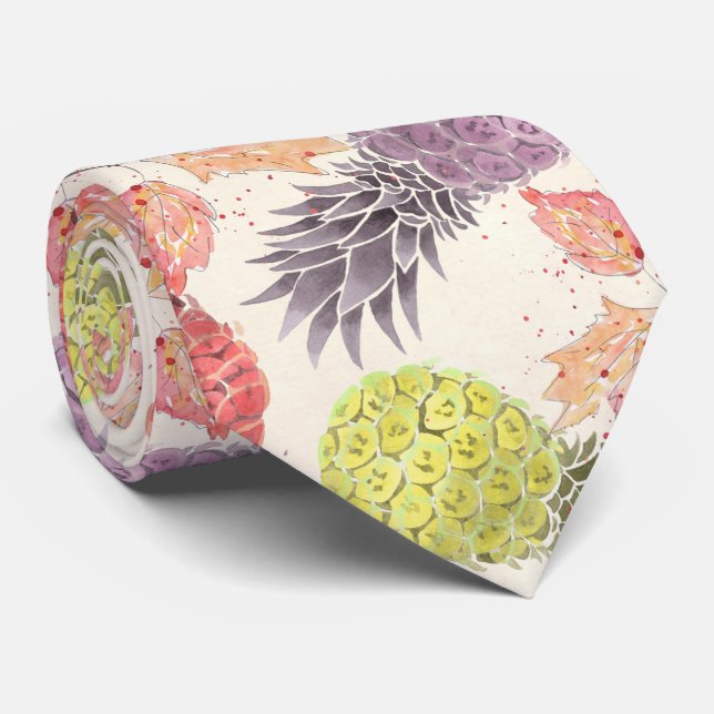 Cravate Ananas, couple sucré, fruit, aquarelle (Roulé)