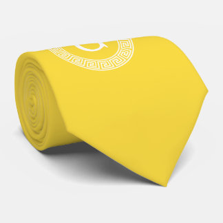 Cravate Ananas Whale Grille Clé Grecque Cadre initial Mono